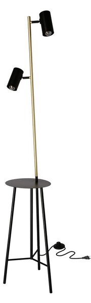 Designová podlahová lampa PERRET - 2xGU10, 15W, černá / zlatá