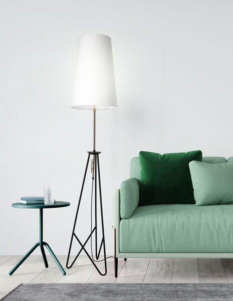 Designová stojací lampa trojnožka TAFLO - 1xE27, 60W, černá / zlatá / bílá