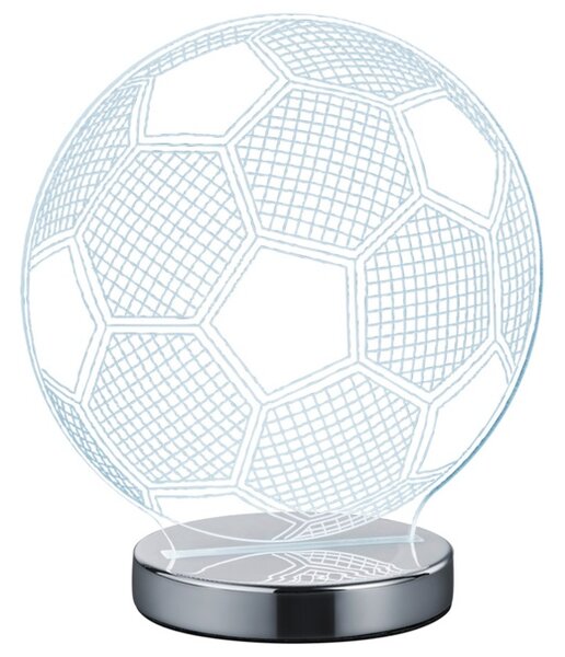 Stolní 3D LED lampa JUGI chrom, fotbalový míč