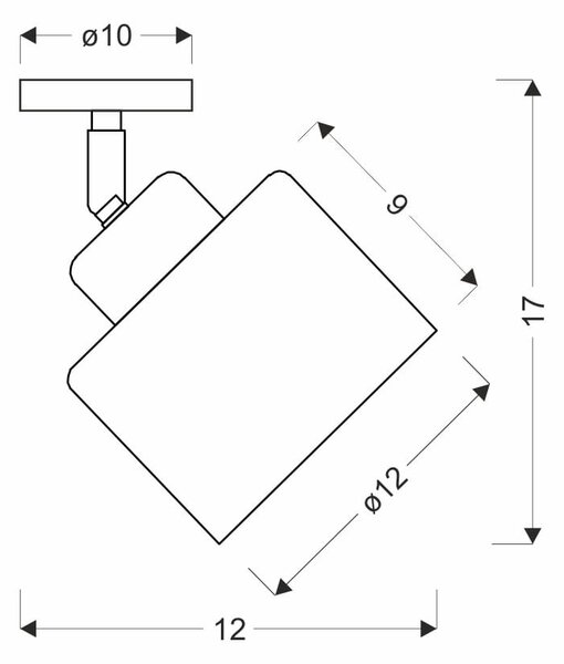 Nástěnné / stropní loftové osvětlení WAMA - 1xE27, 40W, černé / stříbrné