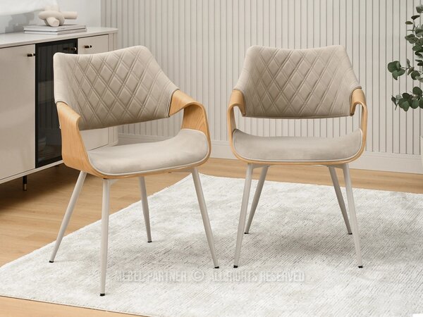 Designová jídelní židle NENET - dub / béžová