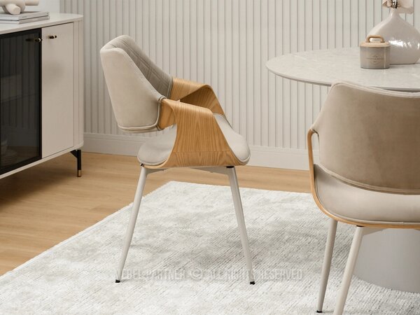 Designová jídelní židle NENET - dub / béžová
