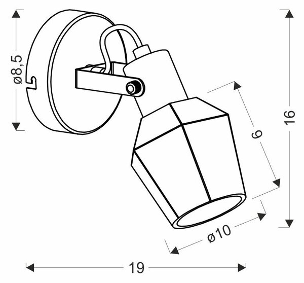 Moderní nástěnné bodové svítidlo RANDI - 1xE14, 40W, černé / kouřové sklo