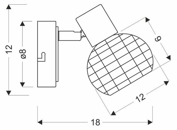 Nástěnné bodové svítidlo TAJGA - 1xE14, 40W, černé / hnědé