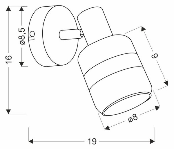 Nástěnné bodové svítidlo YUKI - 1xE14, 15W, černé / kouřové sklo
