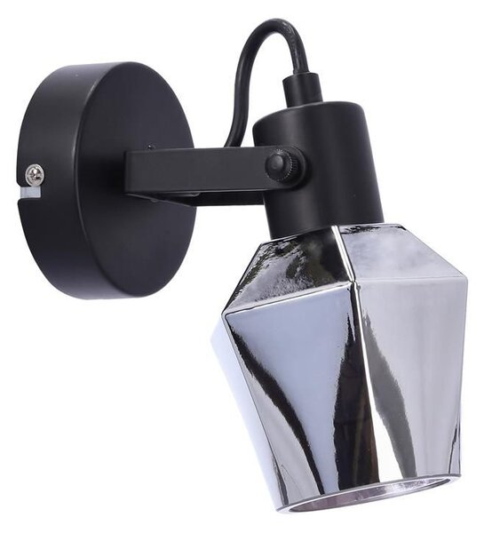 Moderní nástěnné bodové svítidlo RANDI - 1xE14, 40W, černé / kouřové sklo