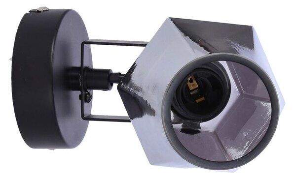 Moderní nástěnné bodové svítidlo RANDI - 1xE14, 40W, černé / kouřové sklo