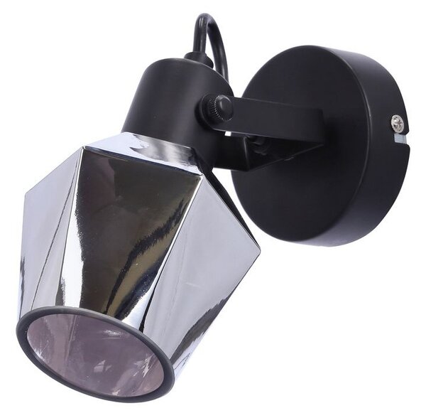 Moderní nástěnné bodové svítidlo RANDI - 1xE14, 40W, černé / kouřové sklo