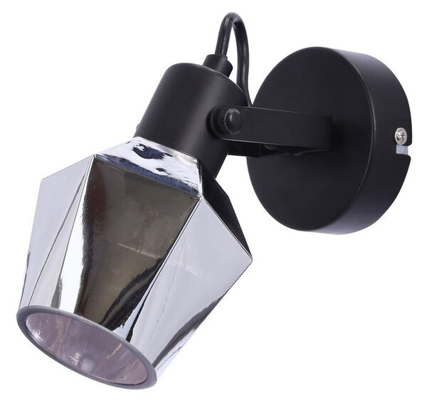 Moderní nástěnné bodové svítidlo RANDI - 1xE14, 40W, černé / kouřové sklo