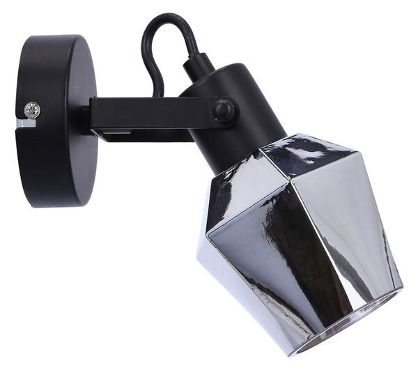 Moderní nástěnné bodové svítidlo RANDI - 1xE14, 40W, černé / kouřové sklo