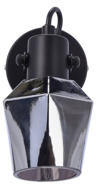 Moderní nástěnné bodové svítidlo RANDI - 1xE14, 40W, černé / kouřové sklo