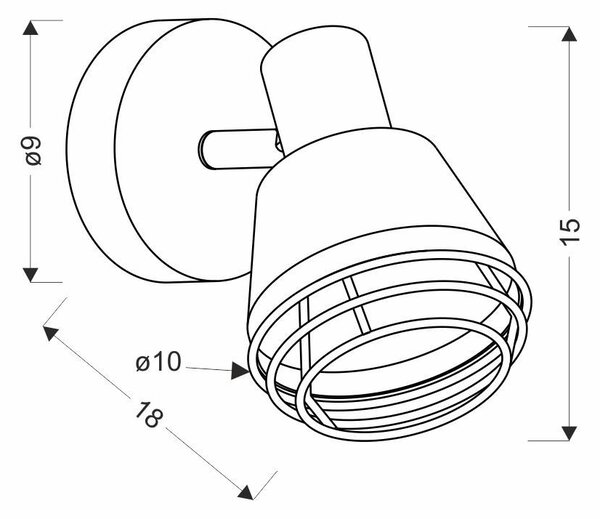 Nástěnné bodové svítidlo NERIA - 1xE14, 40W, černé / měděné