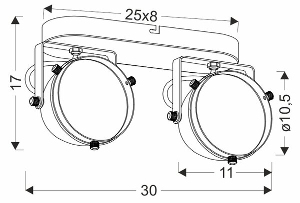 Nástěnné / stropní bodové svítidlo CRAZY - 2xGU10, 15W, černé