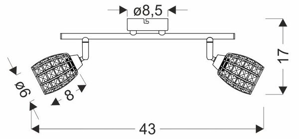 Moderní nástěnné / stropní bodové svítidlo SHIBA - 2xG9, 15W, chromované / čiré