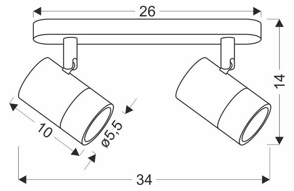 Nástěnné / stropní bodové světlo TOBI - 2xGU10, 15W, zlaté / černé