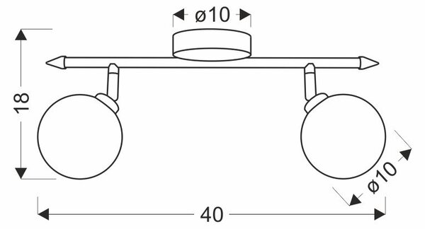 Nástěnné / stropní bodové svítidlo RODIA - 2xG9, 40W, stříbrné / grafitové sklo