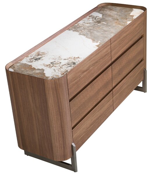 -25 % Dny MOMENTI– Ořechová komoda Angel Cerdá No. 7151, 145 x 45 cm s mramorovým dekorem