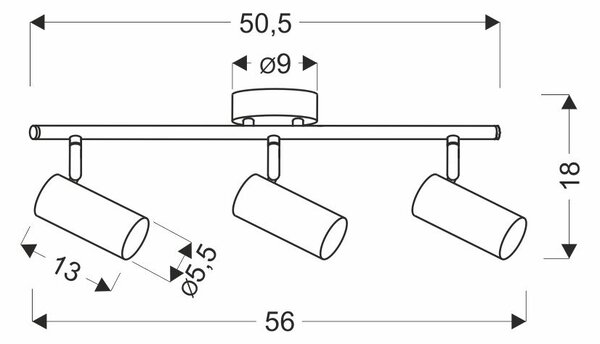 Stropní bodové svítidlo COLLY - 3xGU10, 15W, černé