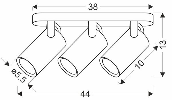 Stropní bodové svítidlo GARY - 3xGU10, 15W, černé