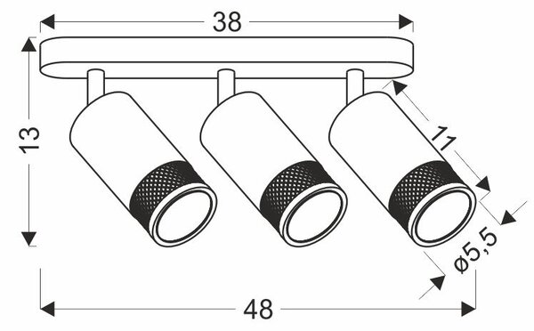 Stropní bodové svítidlo FLIN - 3xGU10, 15W, černé / zlaté