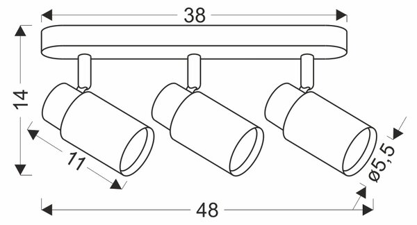 Bodové stropní svítidlo CLARO - 3xGU10, 15W, hnědé / bílé