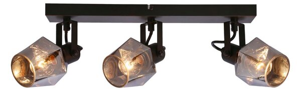 Stropní bodové svítidlo RANDI - 3xE14, 40W, černé / kouřové sklo