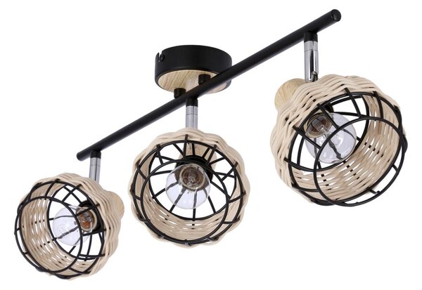 Stropní bodové svítidlo TAJGA - 3xE14, 40W, černé / hnědé