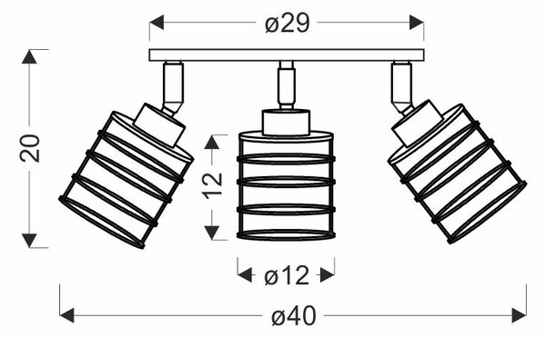Industriální stropní bodové světlo GLOB - 3xE27, 40W, kulaté, černé / zlaté