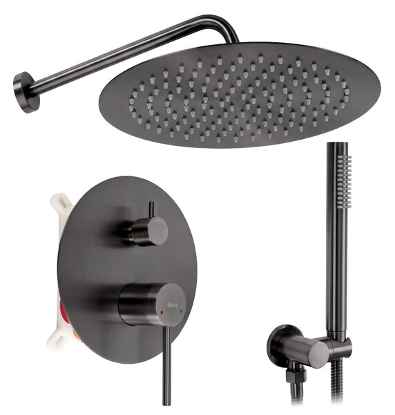 Sprchový komplet REA FOSS CLIF + BOX s podomítkovou baterií, titan kartáčovaný