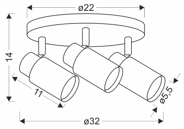 Bodové stropní svítidlo CLARO - 3xGU10, 15W, kulaté, hnědé / bílé