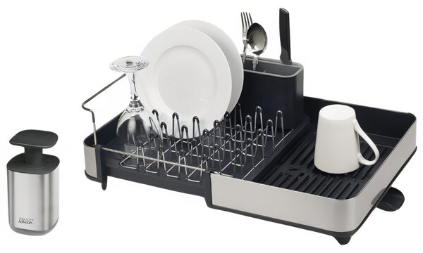 Joseph Joseph Tmavě šedý odkapávač a dávkovač mýdla Rethink Your Sink