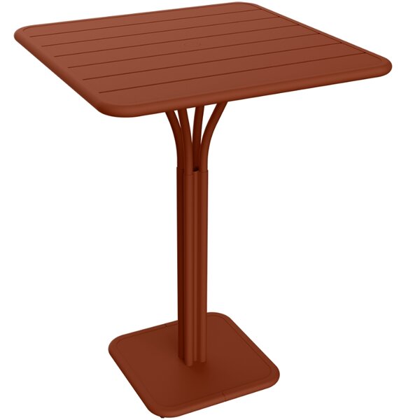 Zemitě červený kovový barový stůl Fermob Luxembourg Pedestal 80 x 80 cm