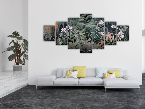 Obraz - Malovaný vzor džungle (210x100 cm)