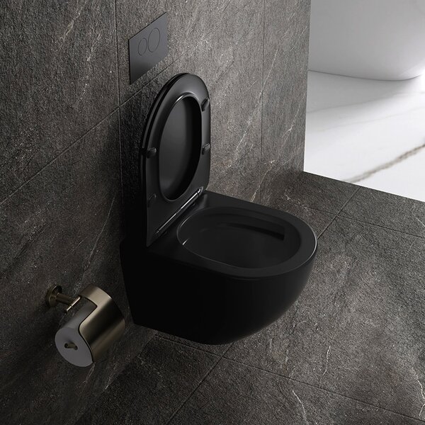BPS-koupelny Závěsná WC mísa se SoftClose sedátkem NERO MTB 03, černá mat