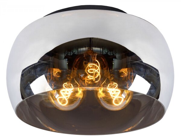 Lucide 45101/40/65 OLIVIA přisazené stropní svítidlo D400mm | 3xE27 - černá, kouřové sklo