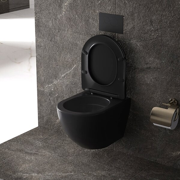 BPS-koupelny Závěsná WC mísa se SoftClose sedátkem NERO MTB 03, černá mat