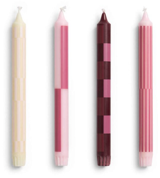 HAY Svíčky Pattern Candle set 4ks, pink and bordeaux
