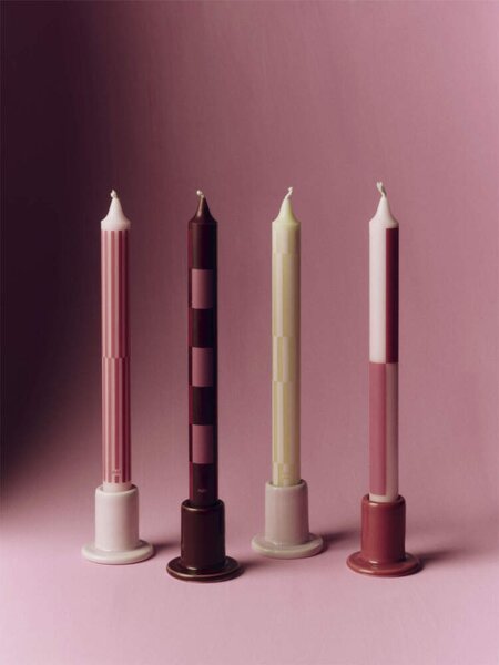 HAY Svíčky Pattern Candle set 4ks, pink and bordeaux