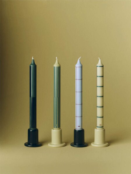HAY Svíčky Pattern Candle set 4ks, green and silver