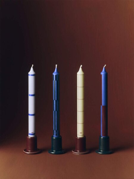 HAY Svíčky Pattern Candle set 4ks, blue and silver