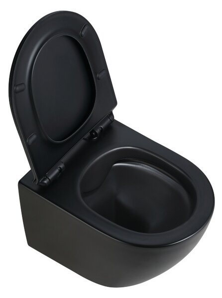 BPS-koupelny Závěsná WC mísa se SoftClose sedátkem MIZU MTB RIM 01, černá mat