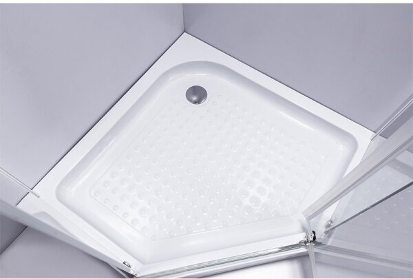 BPS-koupelny Pětiúhelníkový sprchový kout KZ91A BL 80x80 černá/transparent + vanička SXL07A WH bílá
