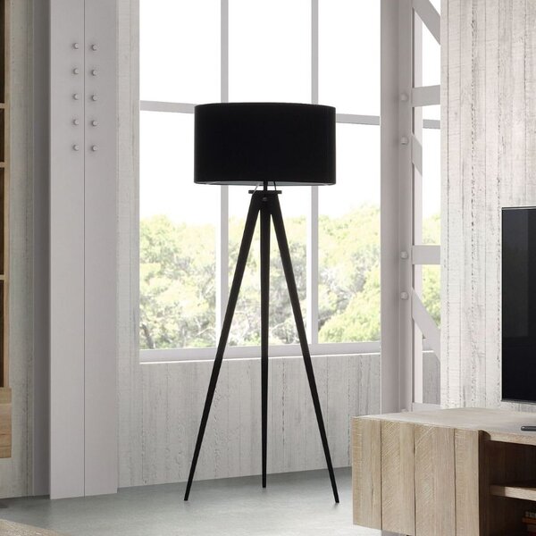 Černá bavlněná stojací lampa Kave Home Iguazu 157 cm