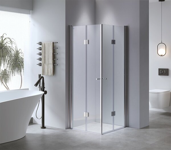 BPS-koupelny Čtvercový sprchový kout KZ1290C 100x100 chrom/transparent + vanička ST06A WH bílá