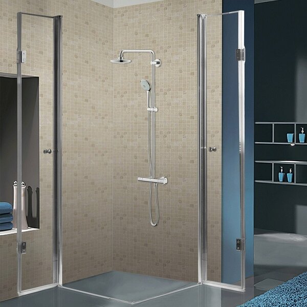 BPS-koupelny Čtvercový sprchový kout KZ1290C 100x100 chrom/transparent + vanička SXL02C BL černá