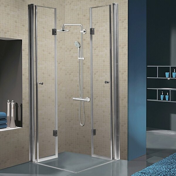 BPS-koupelny Čtvercový sprchový kout KZ1290C 100x100 chrom/transparent + vanička SXL02C BL černá