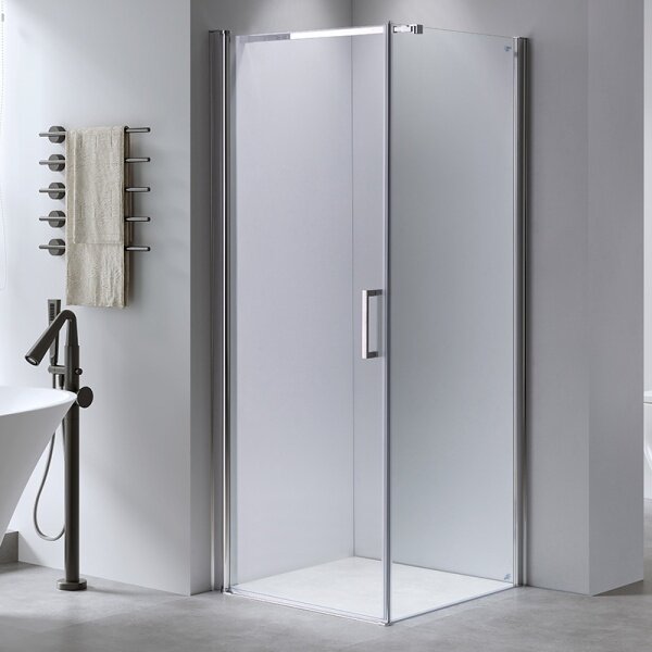 BPS-koupelny Čtvercový sprchový kout KZ1190B 90x90 chrom/transparent + vanička RIKO BL černá