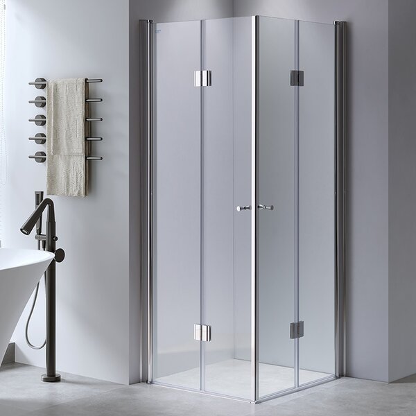BPS-koupelny Čtvercový sprchový kout KZ1290C 100x100 chrom/transparent + vanička SXL02C BL černá