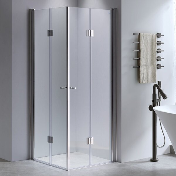 BPS-koupelny Čtvercový sprchový kout KZ1290C 100x100 chrom/transparent + vanička ST06A WH bílá