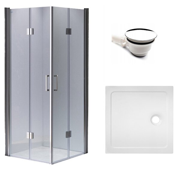 BPS-koupelny Čtvercový sprchový kout KZ1290C 100x100 chrom/transparent + vanička ST06A WH bílá